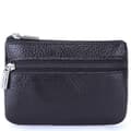 Small wallet / card holder with zipper genuine leather black