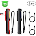 Miniatyrbillede 1 af 5: Led Arbejdslys, 2 stk Cob Lommelygte 3w Usb Genopladelig Med Magnetisk Klips, 350 Lumen 2 I 1 Abs Campinglampe Til Hjem, Garage, Værksted, Hiki