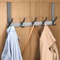 Door Hanger, Practical Black Door Clothes Hook Hanging Clothes Rack with 5 Hooks, Wall Clothes Hanger Without Drilling for Bedroom