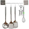 Wall Mounted Kitchen Rack for Utensils, Spatulas, and Pots with Waterproof, Non-Marking Wall Hooks
