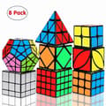 Hastighetskube-sett, magisk kube-pakke 2x2 3x3 4x4 Pyramide - Leketøy Puslespillkube For Barn Og Voksne Sett Med 8