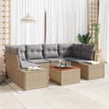 Maison Exclusive - 7 osan beige polyrottinkinen puutarhakalustesetti beige