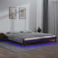 Miniatyrbillede 2 af 6: LED sengeramme uden madras 140x200 cm massivt træ - Brun - Klassisk - Tidløs Brun