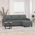 Maison Exclusive - 3-sitssoffa med fotstöd Mörkgrå 180 cm Tyg Mörkgrå