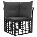 Miniatyrbillede 3 af 6: Udendørs sofa sæt - EKSKLUSIV HUS - 12 stk - Holdbar poly rattan - Polyester puder inkluderet - Sort og mørkegrå Svart och mörkgrå