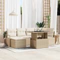 Maison Exclusive - 7 osan beige polyrottinkinen puutarhakalustesetti beige