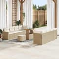 Maison Exclusive - 11 osan beige polyrottinkinen puutarhakalustesetti beige
