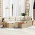 Maison Exclusive - 7 osan beige polyrottinkinen puutarhakalustesetti beige