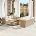 Maison Exclusive - 11 osan beige polyrottinkinen puutarhakalustesetti beige