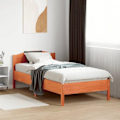 Miniatyrbillede 3 af 6: Sengeramme - Massiv fyrretræ - 90x190 cm - Brun voks - Nem montering - 1 sted Brun