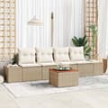 Maison Exclusive - 5 osan beige polyrottinkinen puutarhakalustesetti beige