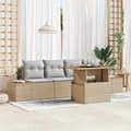 Maison Exclusive - 5 osan beige polyrottinkinen puutarhakalustesetti beige