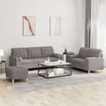 Maison Exclusive - 3-delars soffgrupp med kuddar i taupe tyg Mol