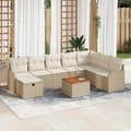 Maison Exclusive - 9 osan beige polyrottinkinen puutarhakalustesetti beige