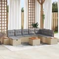 Maison Exclusive - 9 osan beige polyrottinkinen puutarhakalustesetti beige