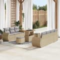 Maison Exclusive - 10 osan puutarhakalustesetti, beige polyrottinki beige