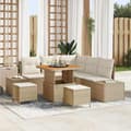 Maison Exclusive - 8 osan beige polyrottinkinen puutarhakalustesetti beige