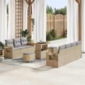 Maison Exclusive - 10 osan puutarhakalustesetti, beige polyrottinki beige