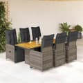 Miniatyrbild 1 av 6: Trädgårdsbistro-set - EXKLUSIVT HEM - 7 delar - Grå - Polyrotting - Avtagbara kuddar Grå