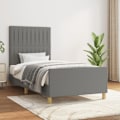 Miniatyrbillede 2 af 6: Sengeramme uden madras mørkegrå 90x200 cm stof118 [cm] Grå
