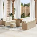 Maison Exclusive - 9 osan beige polyrottinkinen puutarhakalustesetti beige