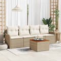 Maison Exclusive - 5 osan beige polyrottinkinen puutarhakalustesetti beige