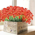 Miniatyrbillede 4 af 5: 24 Bundter Kunstige Blomster Udendørs UV-Resistente Falske Blomster Ingen Falmning Faux Plastplanter Have Veranda Vindueskasse Dekoration (Orange)
