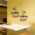 Miniatyrbillede 4 af 4: Pieces Premium Kvalitet Mode Kaffe Kopper Vægstickers Køkken Restaurant Cafe Te Dekal Dekoration