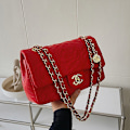 Miniatyrbillede 1 af 5: Enkelt skulder crossbody kæde taske camellia dametaske sort red
