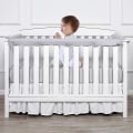 Miniatyrbilde 4 av 4: 3-delt baby seng skinnebeskyttersett fra tygging for standard senger, 100 % silkebløt mikrofiberpolyester, passer til side- og frontskinner grå