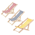 Miniatyrbillede 1 af 4: 3 stk. 1:12 Foldbar Strandstol Mini Dæk Stol Ue Dæk Stol Med Stribe Tilbehør