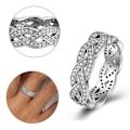 Miniatyrbilde 3 av 5: 925 Sterling Sølv Ring for Kvinner med Kubisk Zirkonia Stein Måne og Blomster Stil Bryllup Smykker Gaver PYR067 7