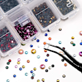 Miniatyrbild 4 av 5: 10272 st Rhinestones, Flatback Round Glass Gems Set med olika storlekar Clear