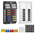 Pikkukuva 1 / 5: 12-tie fuse box, 12v fuse holder, Ato 32v 100a with 12 LED indicator lights, waterproof protective cover, fuse box with 24 car blade fuse for car auto