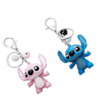 Miniatyrbillede 1 af 3: 2-pak Stitch legetøjsformet nøglering nøglering pung vedhæng par nøglering nøglering, sæt med 2, pink og blå