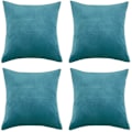 Miniatyrbild 1 av 5: Teal Sammetskuddfodral för Soffa 18x18 Tum 45cm X 45cm Mjuk Pläd