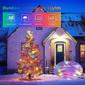 Miniatyrbild 2 av 5: 2-pack Solcells-drivna Julbelysning Utomhus Vattentät, 12m 100 LED Solcells-ljusslingor, 8 Lägen Multicolor Koppartråd Mini Solcells-elflygningar för Jul