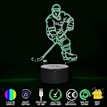 Miniatyrbilde 4 av 5: Nattlys for hockeyspiller, Hockey 3d lampebelysning for barn 7 LED fargeskiftende berøringstabell skrivebordslamper kule leker gaver Bir