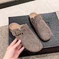 Miniatyrbillede 5 af 5: Mænd Kvinder Ruskindsslippers Træsko Kork Indersål Par Sandaler Udendørs Strand Hjemmesko beige 39
