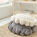 Pikkukuva 4 / 5: Pyöreä boho-tyylinen tyyny pomponeilla, makrame-tyyny lattiatyyny kudottu heittotyyny