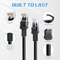 Miniatyrbild 2 av 5: Kort Cat5e Ethernet-patchkabel 0,5 fot, snagless RJ45 dator LAN-nätverkskabel för router, modem, switch, server, svart (4-pack)