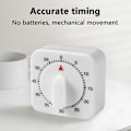 Miniatyrbillede 3 af 5: Køkken Lille Kvadratisk Timer 60 Minutters Timer Påmindelse Mekanisk Timer