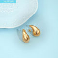 Miniatyrbillede 2 af 5: Kraftige Guld Hoop Øreringe Til Kvinder Tåre Dråbe Øreringe Tykke Tykke Store Øreringe Letvægts Med 14k Guld Hoop Belagt, Hypoallergenisk Statement Trendy