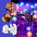 Miniatyrbild 2 av 5: Maskros Fairy String Lights Luddig Snöboll Ljus 2 Belysningslägen Batteridriven String Light, Snö Pompom Lykta för DIY Bröllop Fest Sovrum P
