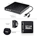 Miniatyrbild 5 av 5: Extern DVD-brännare med USB 3.0, Kvadratmönster, Bärbar Optisk Enhet för Laptop, Extern Recorder