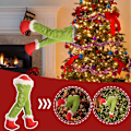 Miniatyrbillede 5 af 5: Juletyv Stål Jule Grinch Burlap Bevægelige Plushlår