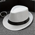 Miniatyrbilde 4 av 5: Hvit bomulls- og linjazzhatt for menn, ren pappaimitasjon hampskjerm bryllupshatter Khaki