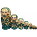 Miniatyrbild 1 av 5: 7 st söta gröna tröja fläta flicka ryska dockor Matryoshka leksaker