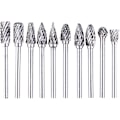 Miniatyrbillede 1 af 4: 10 stk. 1/8\" Wolframcarbid Burr, dobbeltsidigt roterende burr 3mm skaft passer til Dremel roterende værktøjer gravering bits Milli
