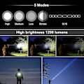 Pikkukuva 2 / 5: Taktisen taskulamppu 3000 lumenia Super Bright L2 Led taskulamppu USB ladattava 5 valotilaa Picatinny kisko kiinnitys ja painonappi ulkoilukalastukseen [ene